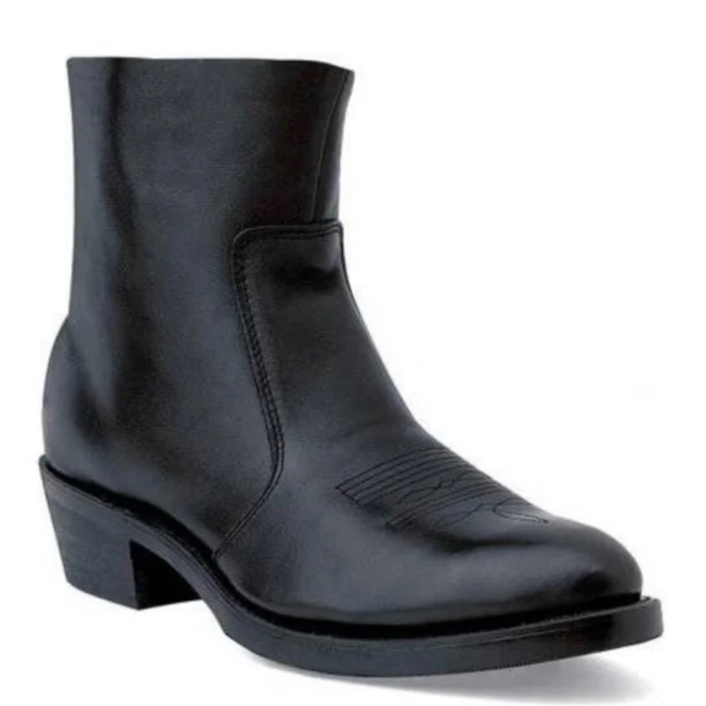 Durango Mens Black Short Leather Side Zip Rubber Sole Western Boots TR820